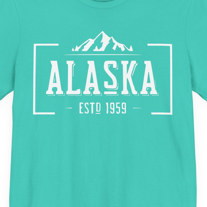 Vintage Alaska Estd 1959 Shirt Premium T-Shirt – Teal – Alaska Cruise Shirts Close Up