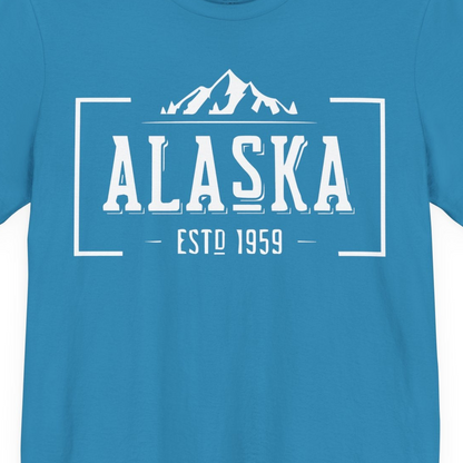 Vintage Alaska Estd 1959 Shirt Premium T-Shirt – Aqua – Alaska Cruise Shirts Close Up