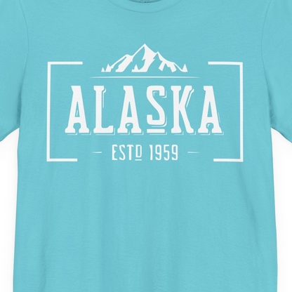 Vintage Alaska Estd 1959 Shirt Premium T-Shirt – Turquoise – Alaska Cruise Shirts Close Up