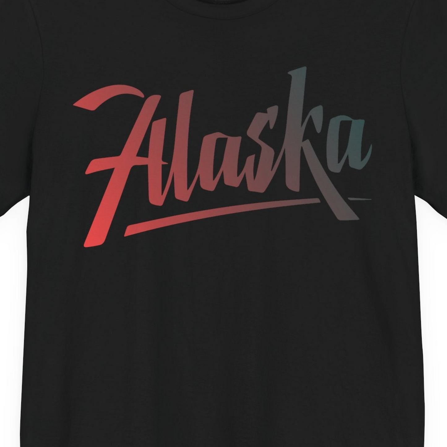 Alaska Script Wordmark Shirt Premium T-Shirt – Black – Alaska Cruise Shirts Close Up