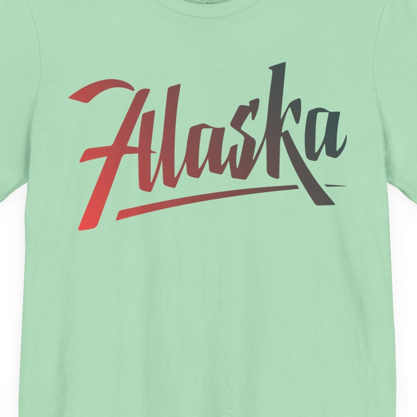 Alaska Script Wordmark Shirt Premium T-Shirt – Mint – Alaska Cruise Shirts Close Up