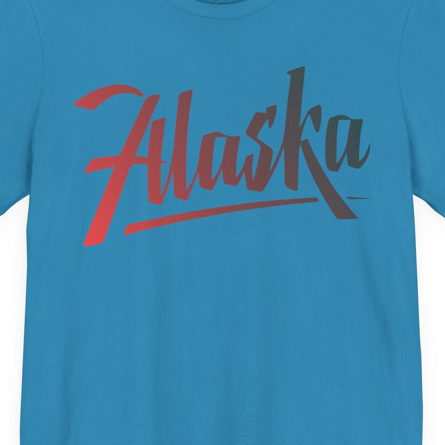 Alaska Script Wordmark Shirt Premium T-Shirt – Aqua – Alaska Cruise Shirts Close Up