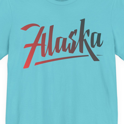Alaska Script Wordmark Shirt Premium T-Shirt – Turquoise – Alaska Cruise Shirts Close Up