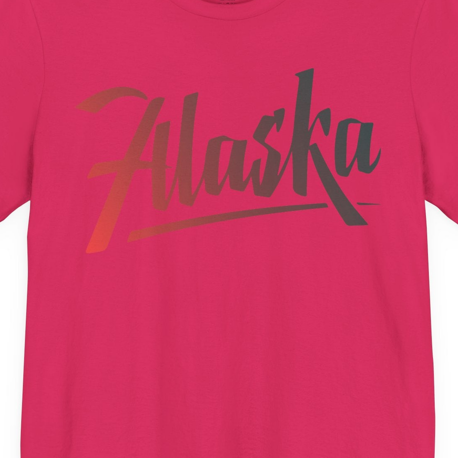 Alaska Script Wordmark Shirt Premium T-Shirt – Fuchsia – Alaska Cruise Shirts Close Up