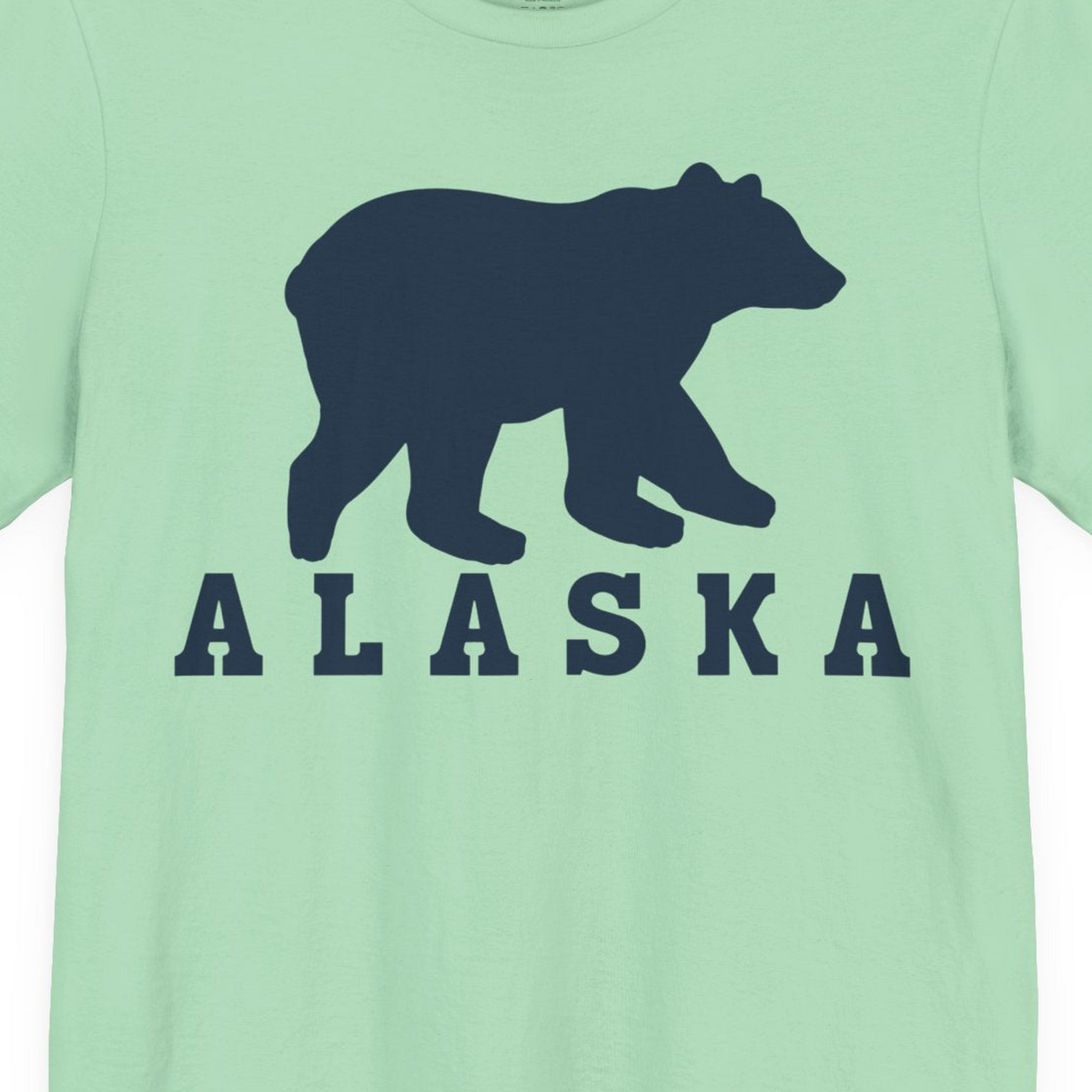 Alaska Bear Silhouette Shirt Premium T-Shirt – Mint – Alaska Cruise Shirts Close Up