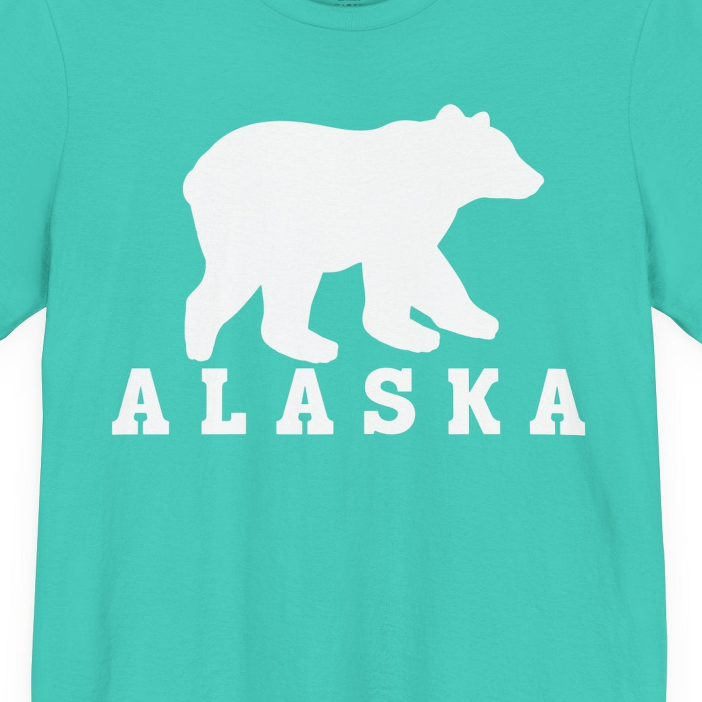 Alaska Bear Silhouette Shirt Premium T-Shirt – Teal – Alaska Cruise Shirts Close Up