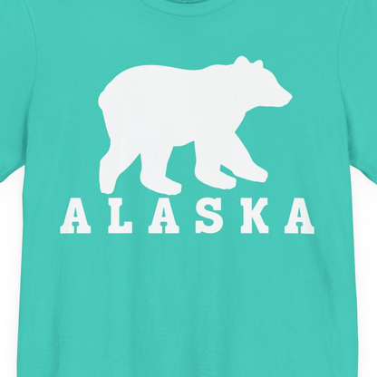 Alaska Bear Silhouette Shirt Premium T-Shirt – Teal – Alaska Cruise Shirts Close Up