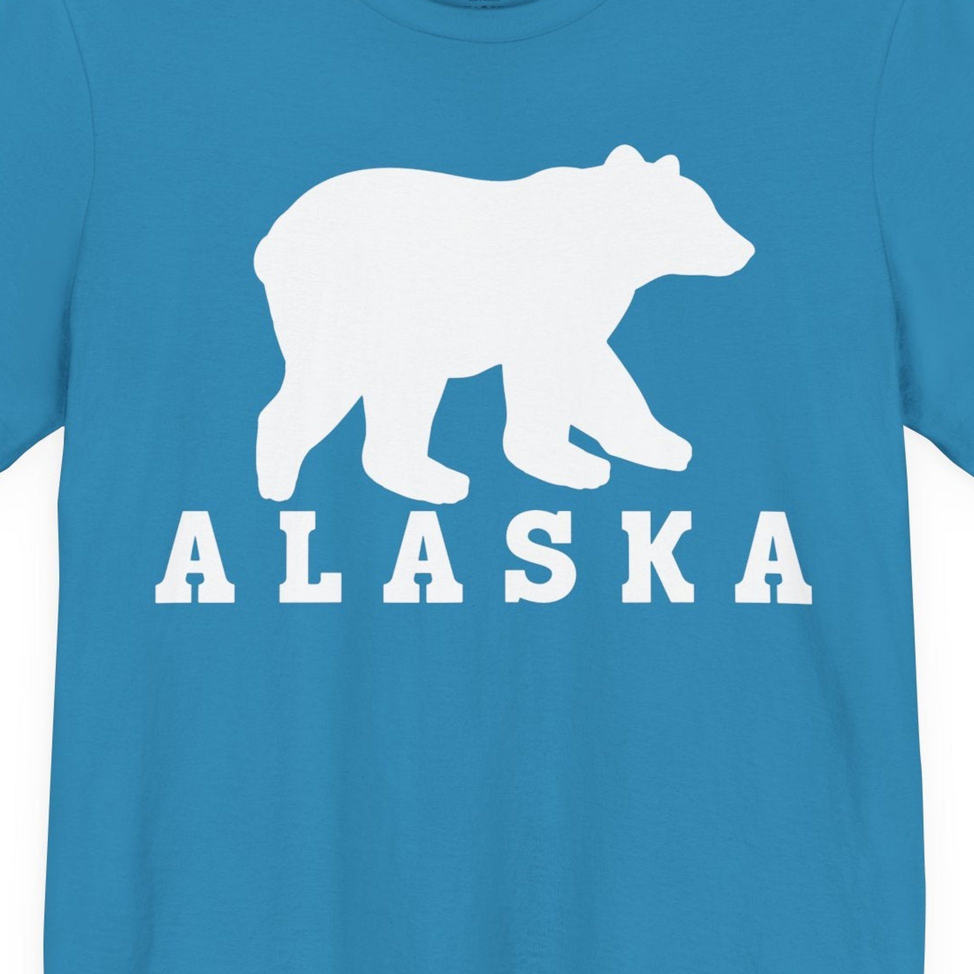 Alaska Bear Silhouette Shirt Premium T-Shirt – Aqua – Alaska Cruise Shirts Close Up