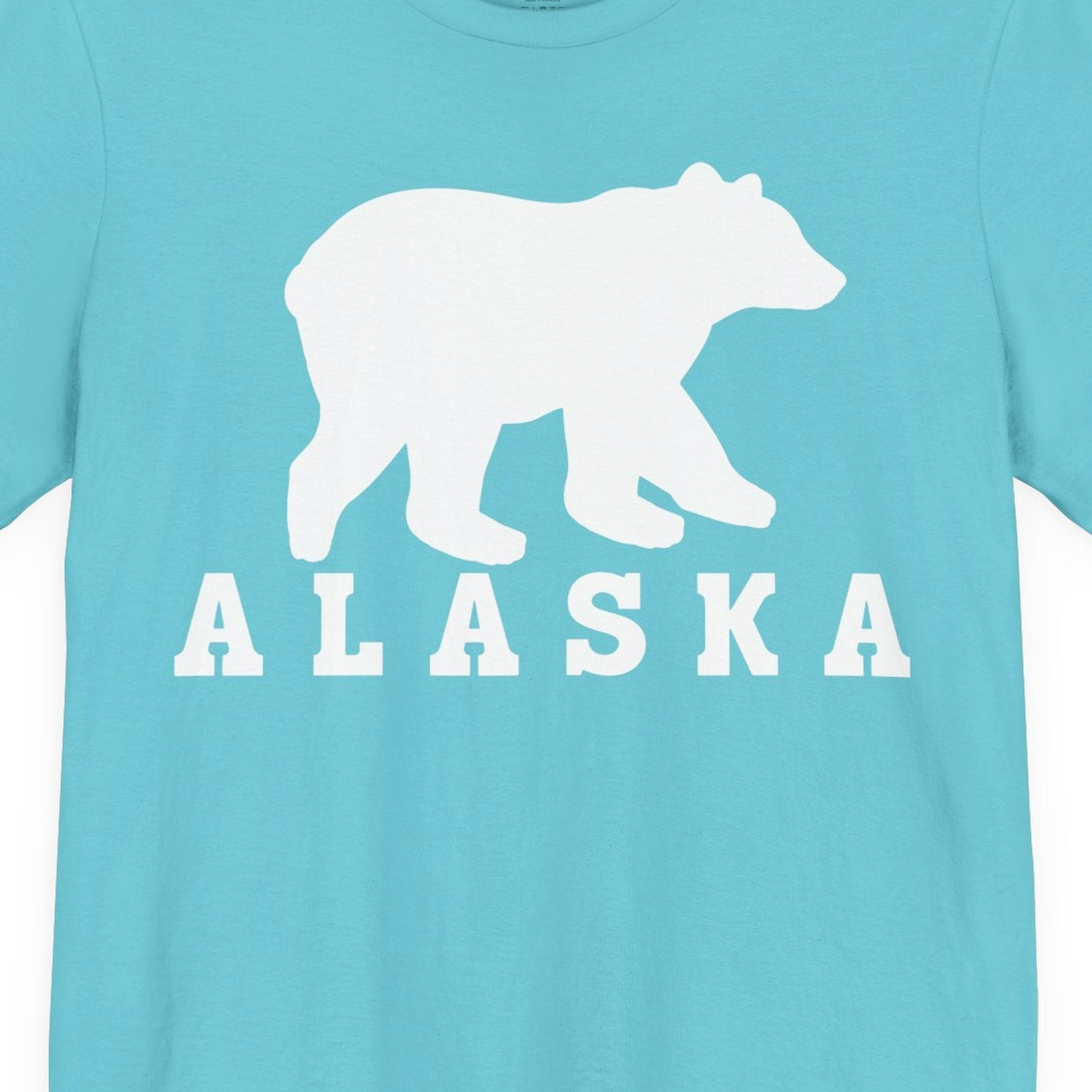 Alaska Bear Silhouette Shirt Premium T-Shirt – Turquoise – Alaska Cruise Shirts Close Up