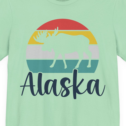 Retro Alaska Moose Silhouette Shirt Premium T-Shirt – Mint – Alaska Cruise Shirts Close Up