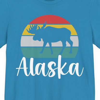 Retro Alaska Moose Silhouette Shirt Premium T-Shirt – Aqua – Alaska Cruise Shirts Close Up