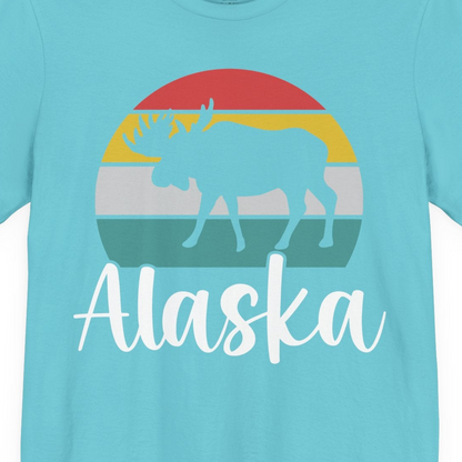 Retro Alaska Moose Silhouette Shirt Premium T-Shirt – Turquoise – Alaska Cruise Shirts Close Up