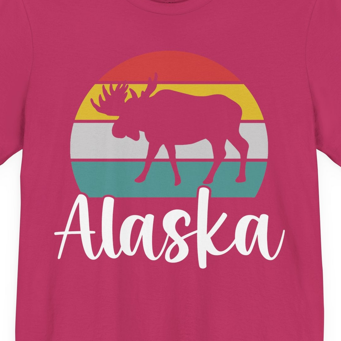 Retro Alaska Moose Silhouette Shirt Premium T-Shirt – Berry – Alaska Cruise Shirts Close Up