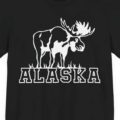 Alaska Moose Silhouette Shirt Premium T-Shirt – Black – Alaska Cruise Shirts Close Up