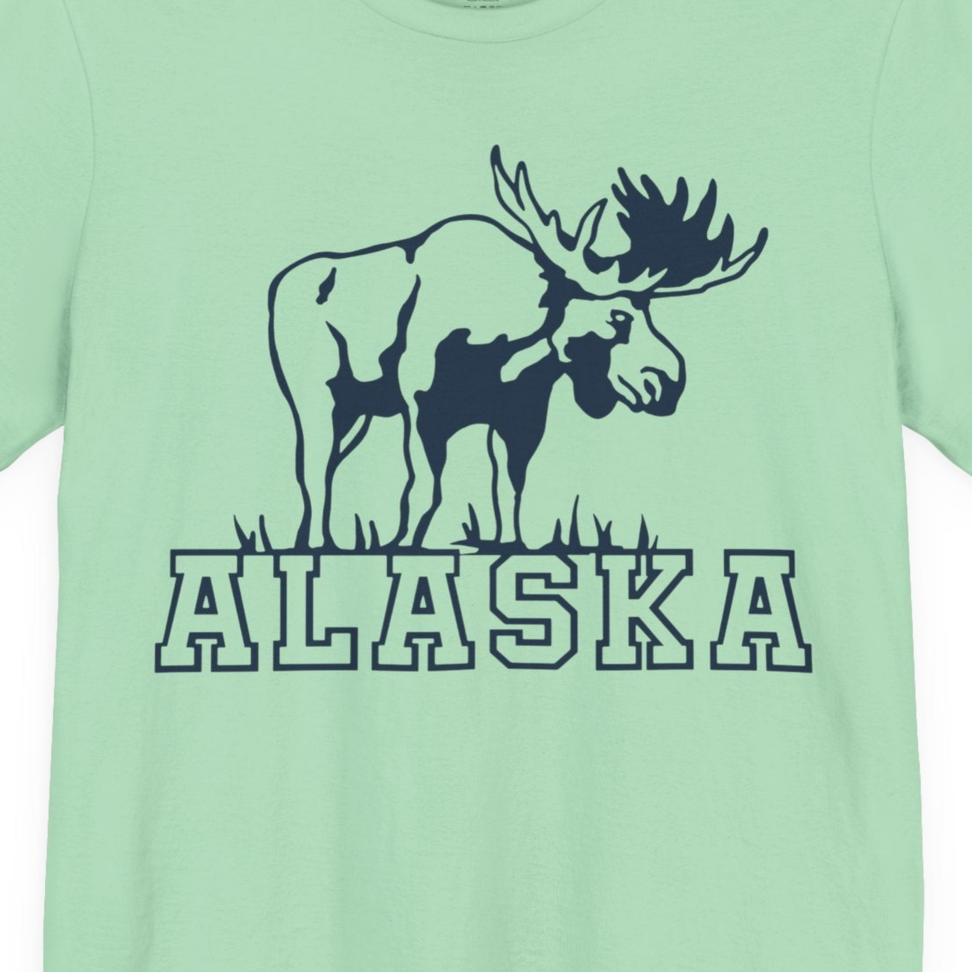 Alaska Moose Silhouette Shirt Premium T-Shirt – Mint – Alaska Cruise Shirts Close Up