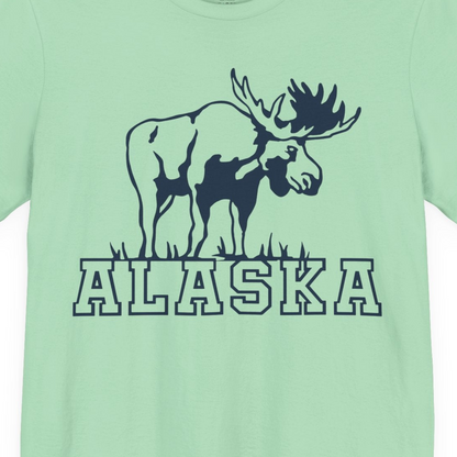 Alaska Moose Silhouette Shirt Premium T-Shirt – Mint – Alaska Cruise Shirts Close Up