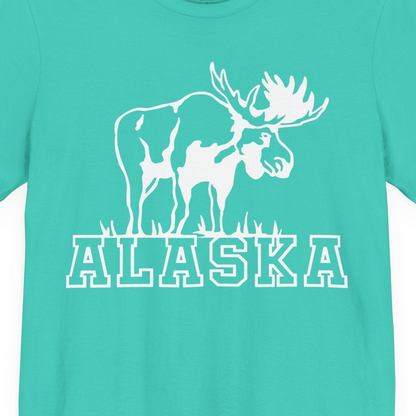 Alaska Moose Silhouette Shirt Premium T-Shirt – Teal – Alaska Cruise Shirts Close Up