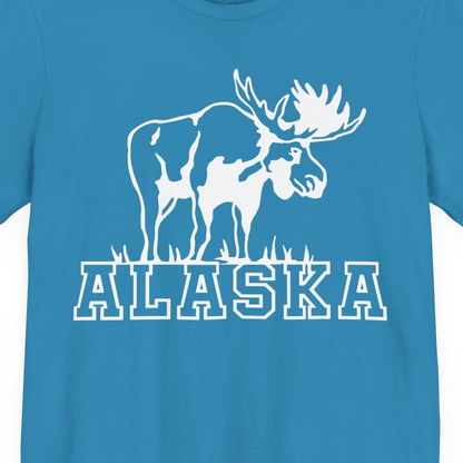 Alaska Moose Silhouette Shirt Premium T-Shirt – Aqua – Alaska Cruise Shirts Close Up