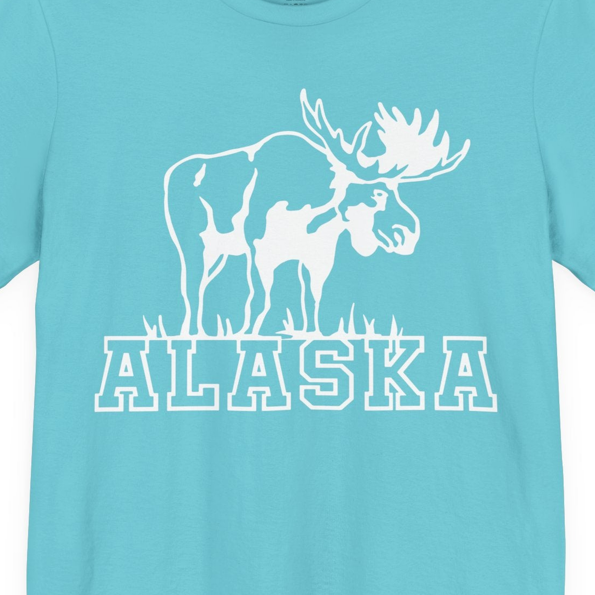 Alaska Moose Silhouette Shirt Premium T-Shirt – Turquoise – Alaska Cruise Shirts Close Up