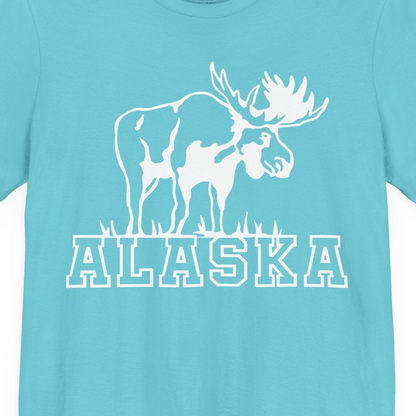 Alaska Moose Silhouette Shirt Premium T-Shirt – Turquoise – Alaska Cruise Shirts Close Up