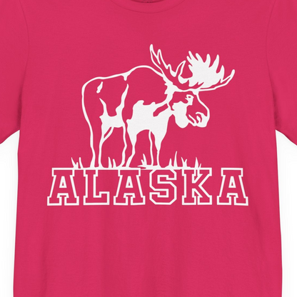 Alaska Moose Silhouette Shirt Premium T-Shirt – Fuchsia – Alaska Cruise Shirts Close Up