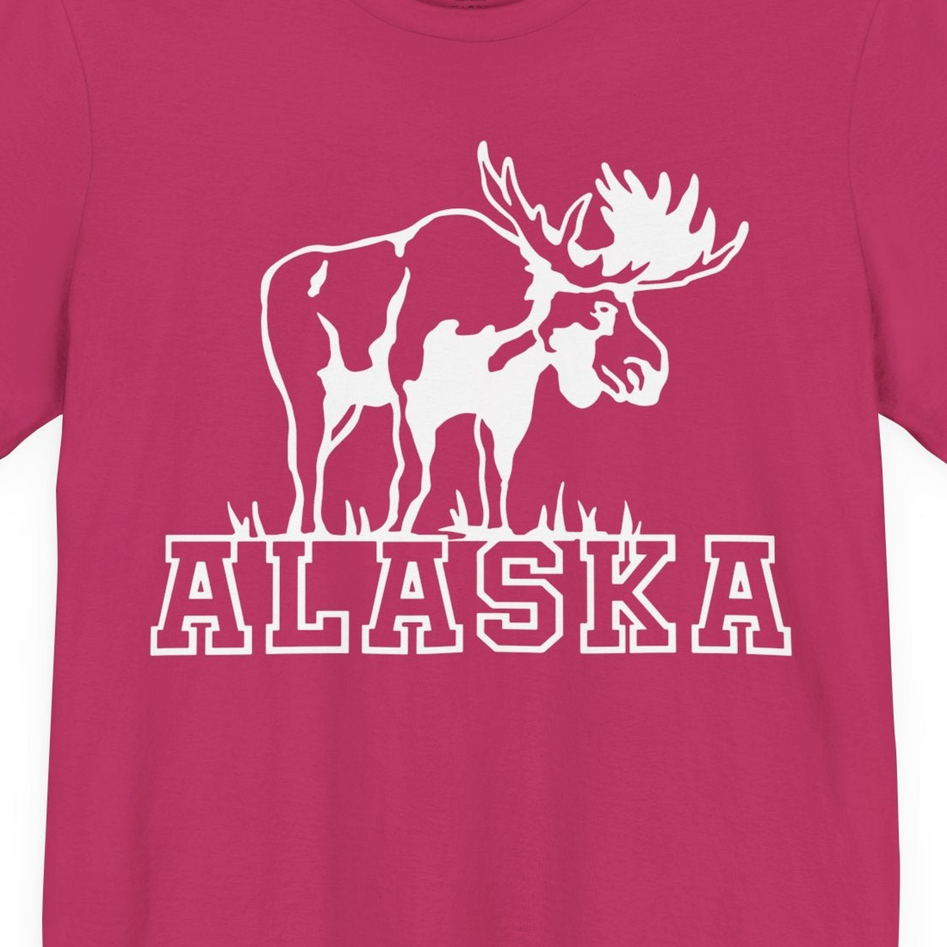 Alaska Moose Silhouette Shirt Premium T-Shirt – Berry – Alaska Cruise Shirts Close Up