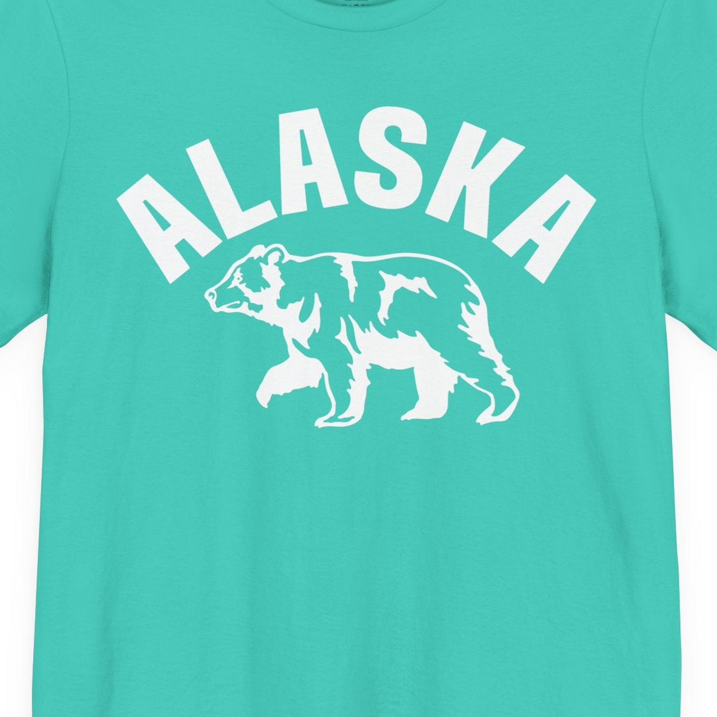 Alaska Bear Silhouette Wildlife Shirt Premium T-Shirt – Teal – Alaska Cruise Shirts Close Up
