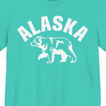 Alaska Bear Silhouette Wildlife Shirt Premium T-Shirt – Teal – Alaska Cruise Shirts Close Up