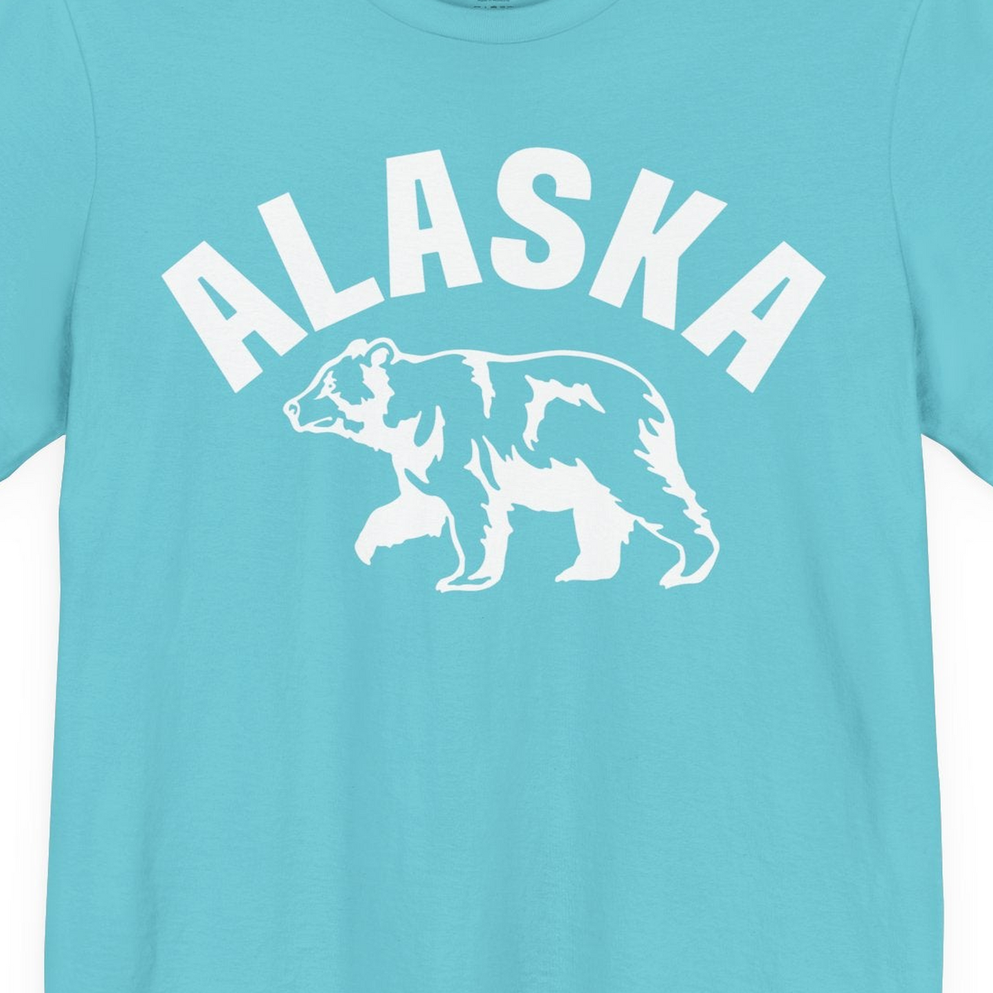 Alaska Bear Silhouette Wildlife Shirt Premium T-Shirt – Turquoise – Alaska Cruise Shirts Close Up