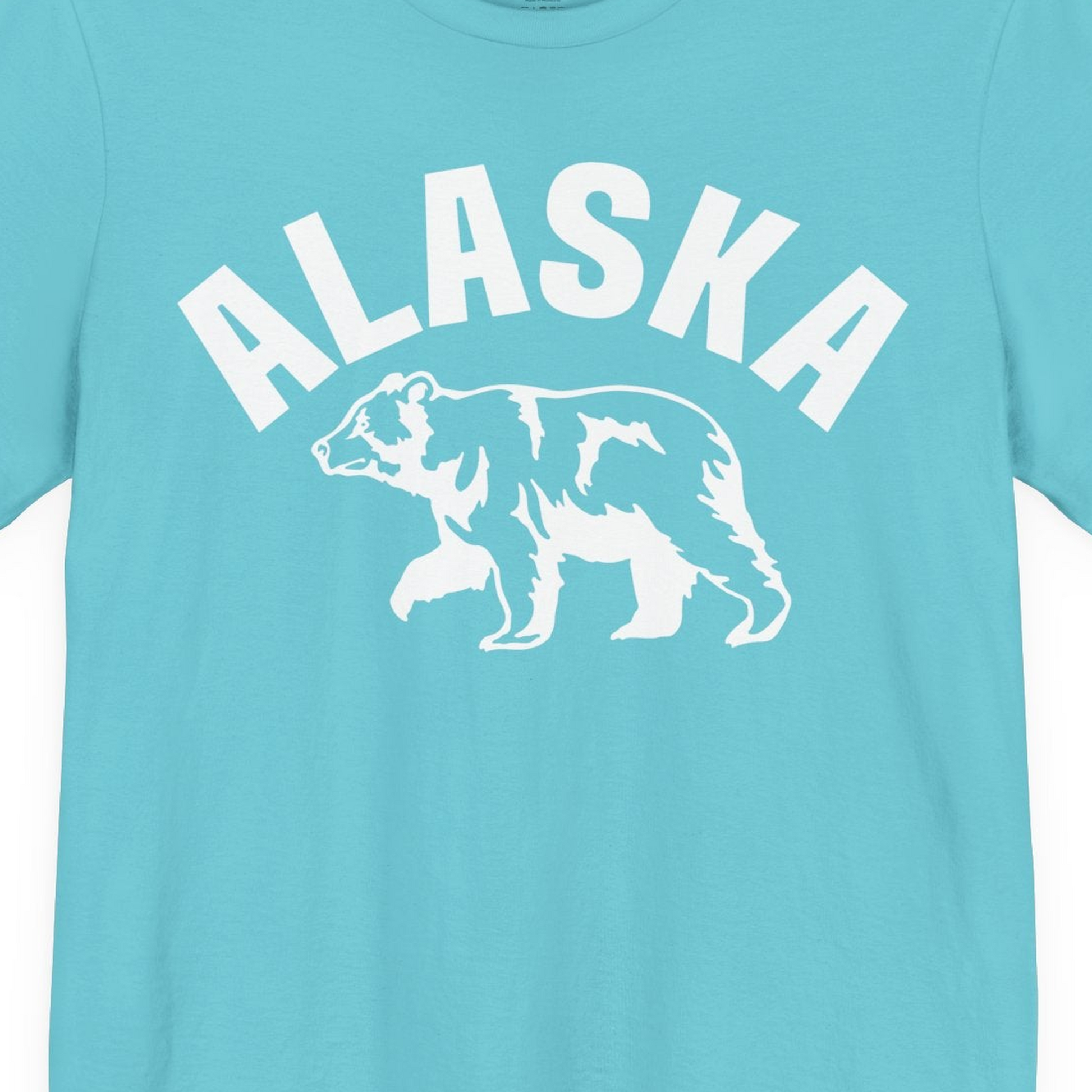 Alaska Bear Silhouette Wildlife Shirt Premium T-Shirt – Turquoise – Alaska Cruise Shirts Close Up