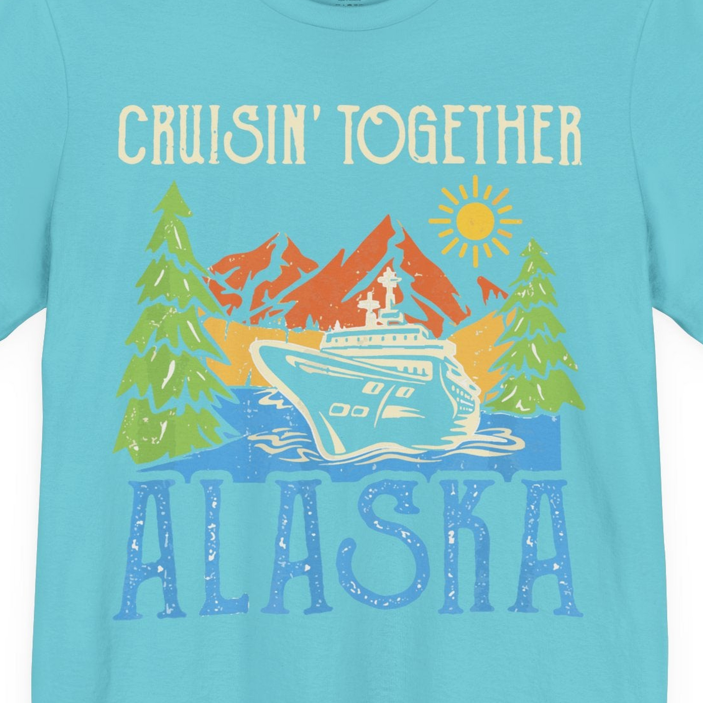 Alaska Cruise Adventure Nature Landscape Retro Family Shirt — Premium Tee Premium T-Shirt – Turquoise – Alaska Cruise Shirts Close Up