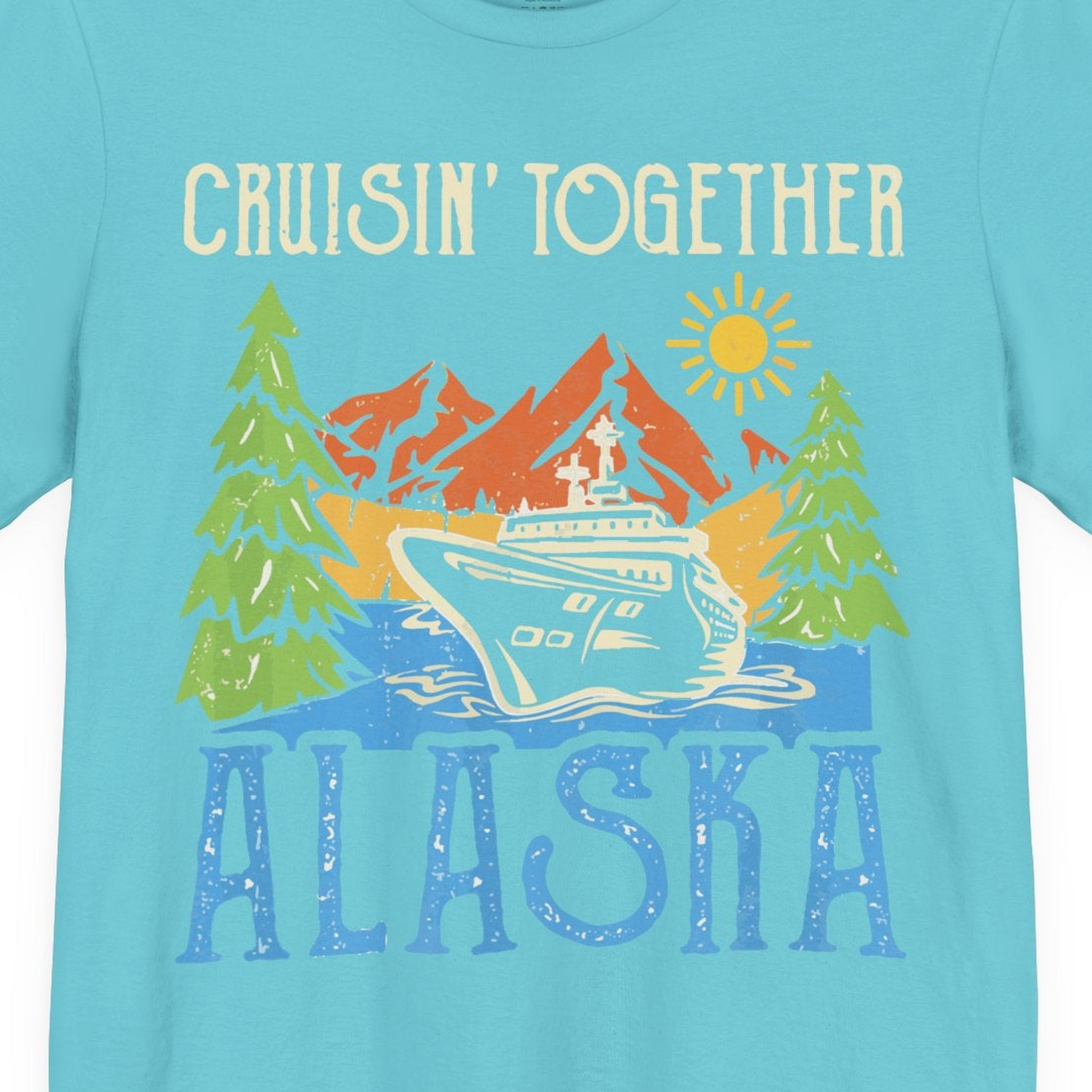 Alaska Cruise Adventure Nature Landscape Retro Family Shirt — Premium Tee Premium T-Shirt – Turquoise – Alaska Cruise Shirts Close Up