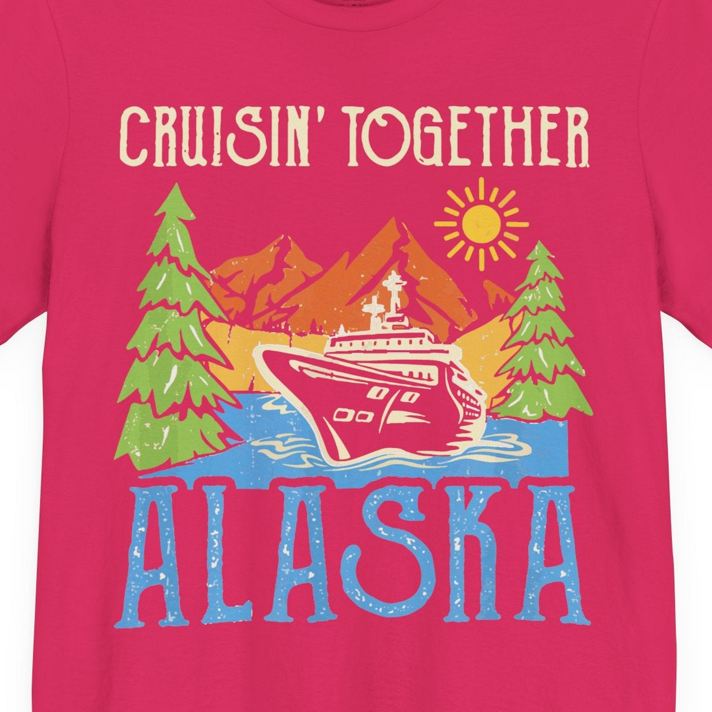 Alaska Cruise Adventure Nature Landscape Retro Family Shirt — Premium Tee Premium T-Shirt – Fuchsia – Alaska Cruise Shirts Close Up