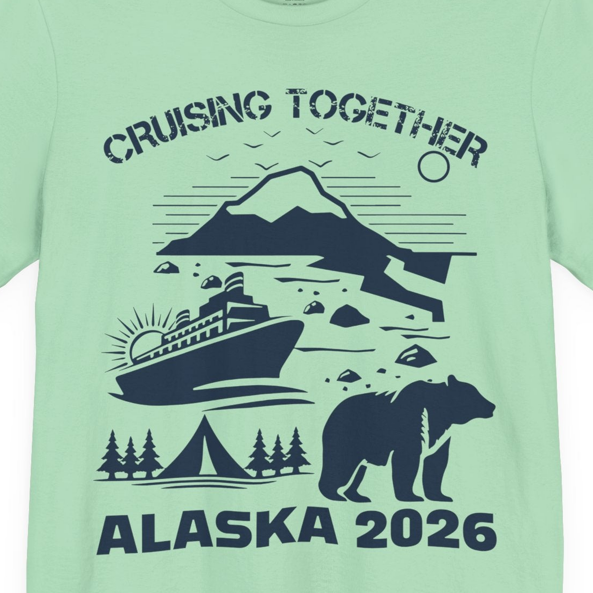 Alaska Cruise 2026 Family Adventure Bear Mountain Nature Shirt — Premium Tee Premium T-Shirt – Mint – Alaska Cruise Shirts Close Up