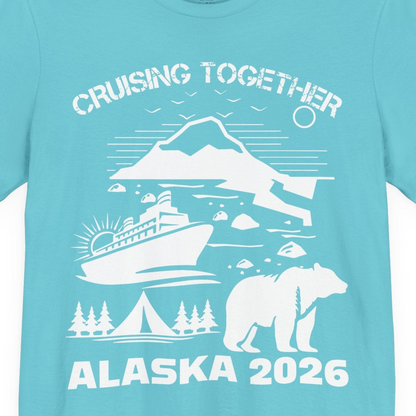 Alaska Cruise 2026 Family Adventure Bear Mountain Nature Shirt — Premium Tee Premium T-Shirt – Turquoise – Alaska Cruise Shirts Close Up