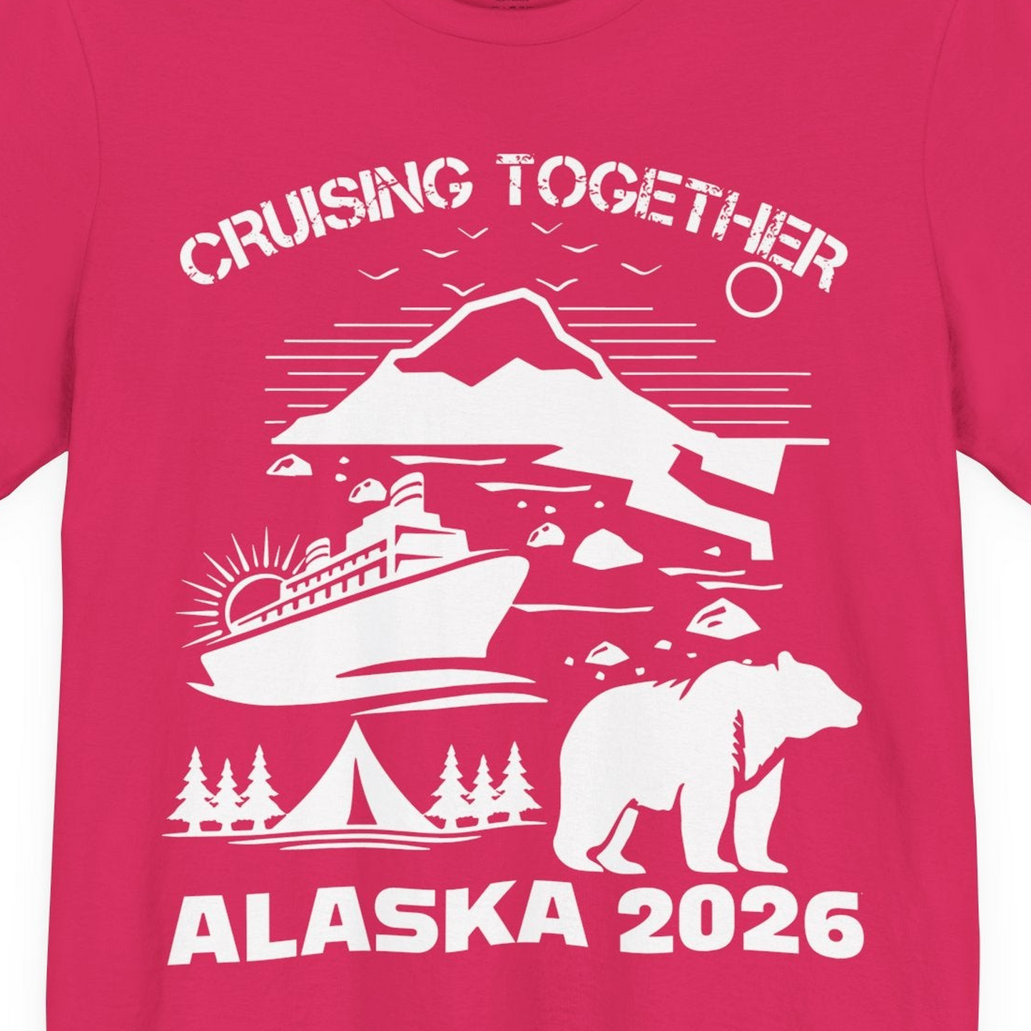Alaska Cruise 2026 Family Adventure Bear Mountain Nature Shirt — Premium Tee Premium T-Shirt – Fuchsia – Alaska Cruise Shirts Close Up