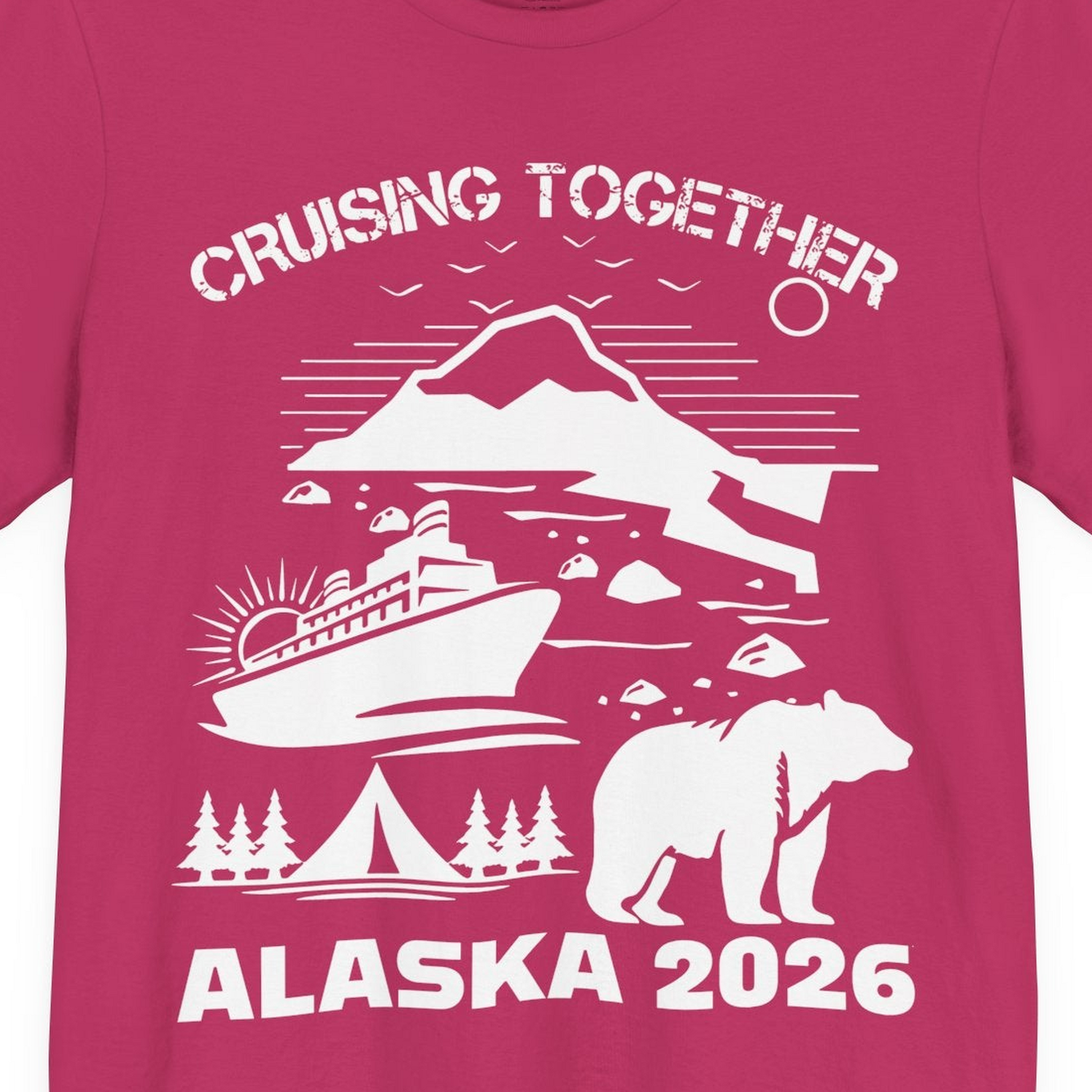 Alaska Cruise 2026 Family Adventure Bear Mountain Nature Shirt — Premium Tee Premium T-Shirt – Berry – Alaska Cruise Shirts Close Up