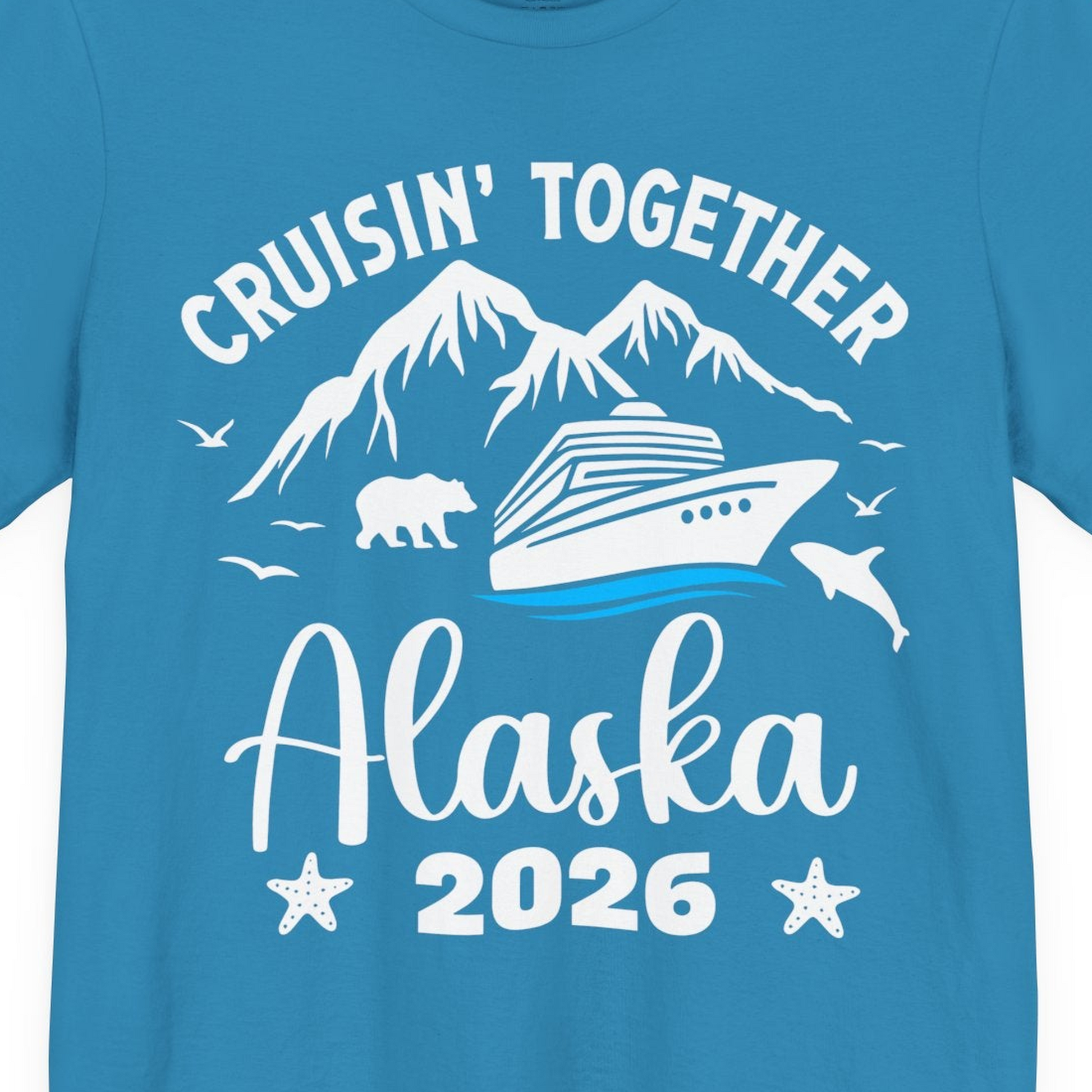 Alaska Cruise Adventure 2026 Shirt Premium T-Shirt – Aqua – Alaska Cruise Shirts Close Up