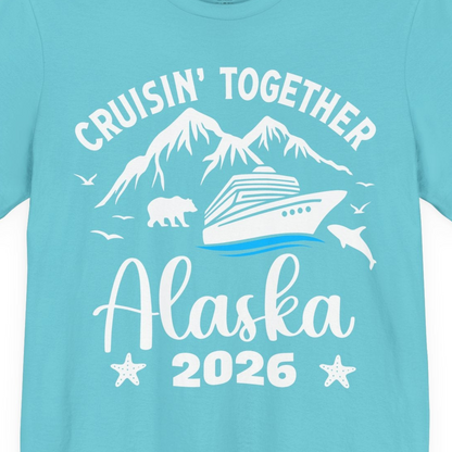Alaska Cruise Adventure 2026 Shirt Premium T-Shirt – Turquoise – Alaska Cruise Shirts Close Up