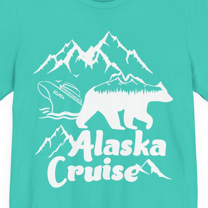 Alaska Cruise Shirt Premium T-Shirt – Teal – Alaska Cruise Shirts Close Up