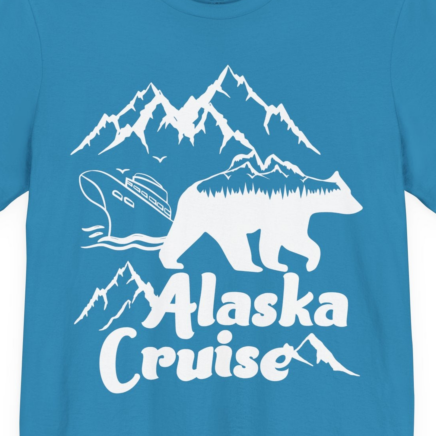 Alaska Cruise Shirt Premium T-Shirt – Aqua – Alaska Cruise Shirts Close Up