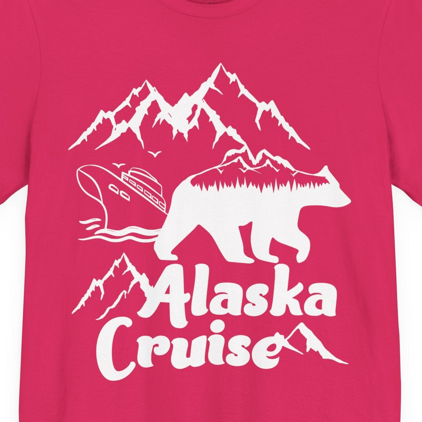 Alaska Cruise Shirt Premium T-Shirt – Fuchsia – Alaska Cruise Shirts Close Up