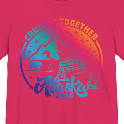 Alaska Cruise Adventure Mountains Wildlife Retro Family Group Shirt 2026 — Premium Tee Premium T-Shirt – Fuchsia – Alaska Cruise Shirts Close Up