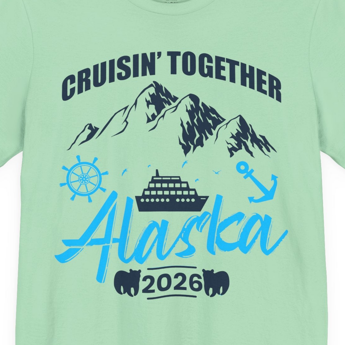 Alaska Cruise Group Adventure Shirt Premium T-Shirt – Mint – Alaska Cruise Shirts Close Up