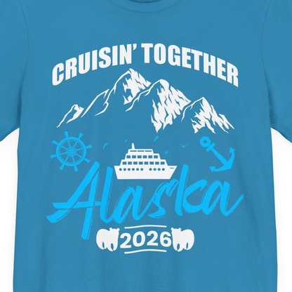 Alaska Cruise Group Adventure Shirt Premium T-Shirt – Aqua – Alaska Cruise Shirts Close Up