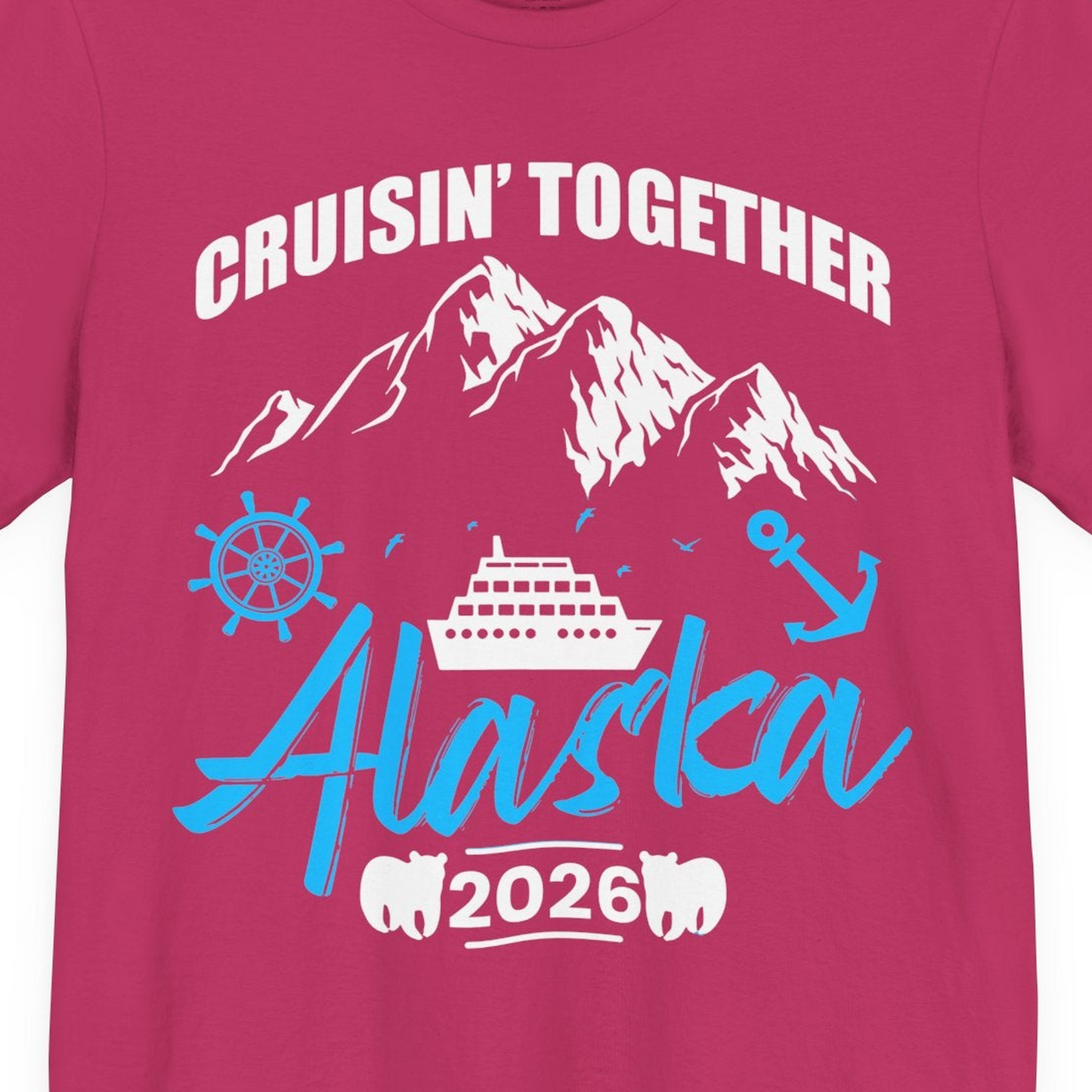 Alaska Cruise Group Adventure Shirt Premium T-Shirt – Berry – Alaska Cruise Shirts Close Up