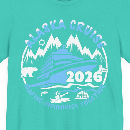 Alaska Cruise 2026 Shirt Premium T-Shirt – Teal – Alaska Cruise Shirts Close Up