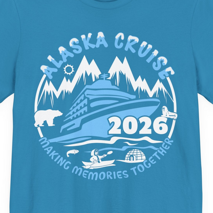 Alaska Cruise 2026 Shirt Premium T-Shirt – Aqua – Alaska Cruise Shirts Close Up