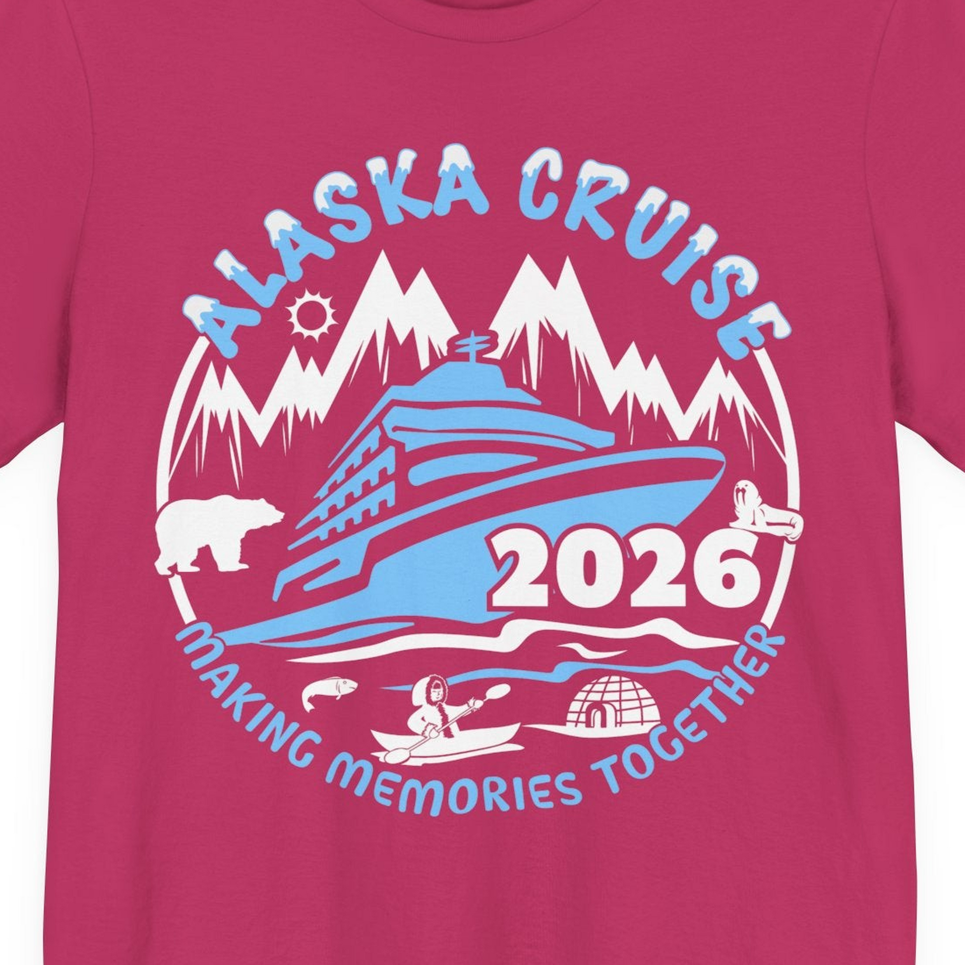 Alaska Cruise 2026 Shirt Premium T-Shirt – Berry – Alaska Cruise Shirts Close Up