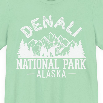 Denali National Park Bear Mountains Vintage Alaska Nature Shirt — Premium Tee Premium T-Shirt – Mint – Alaska Cruise Shirts Close Up